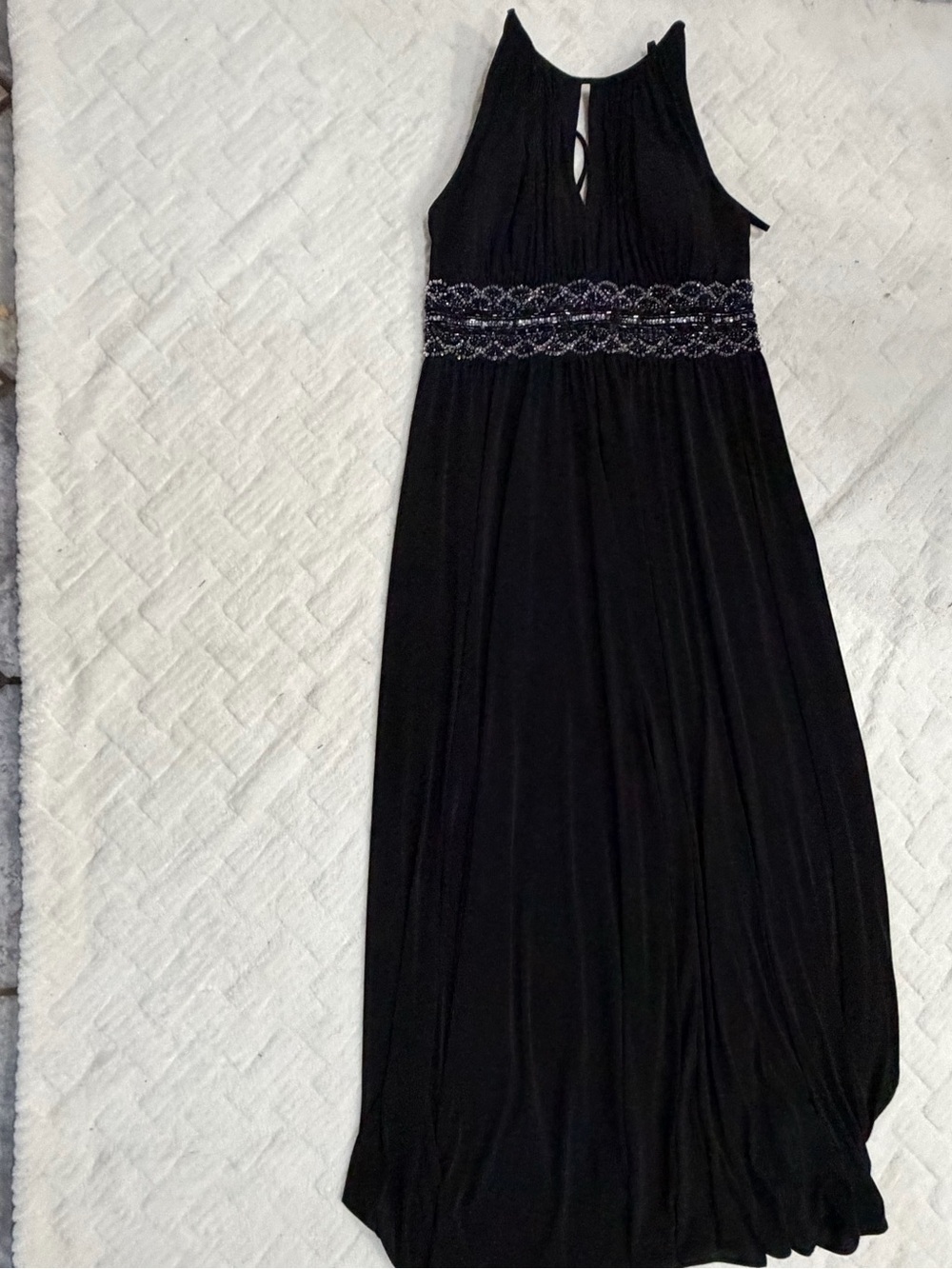 R&M Richards Black Maxi Dress with Beaded Waistband